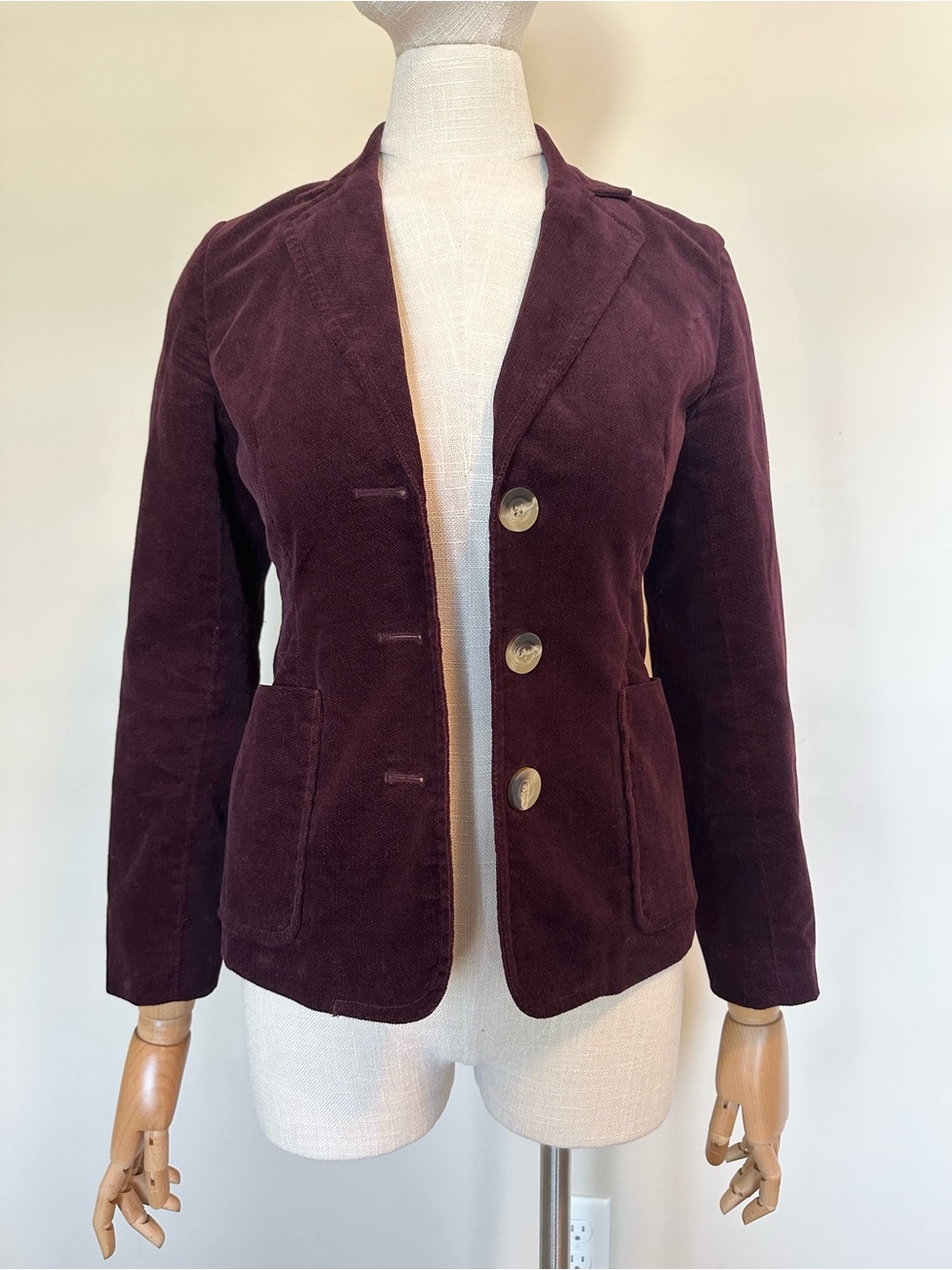 Vintage GAP Women's Burgundy Cotton Velvet Blazer LIKE NEW